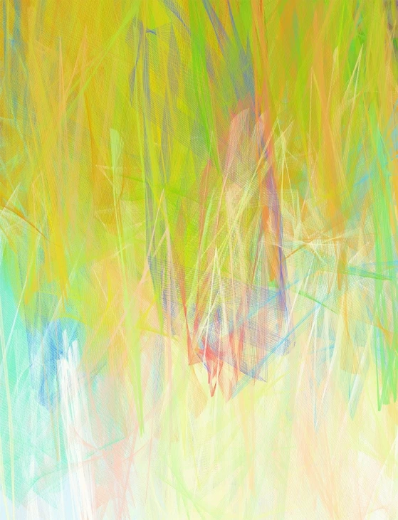 a close up of a painting of grass, a digital painting, lyrical abstraction, fractal background, soft yellow background, vibrant neon pastel, no gradients