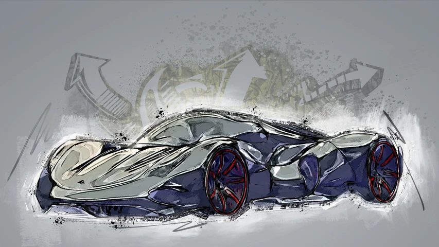 a drawing of a sports car on a gray background, inspired by yoji shinkawa, pixiv contest winner, conceptual art, amazing wallpaper, bold lamborghini style, in graffiti style, pc wallpaper