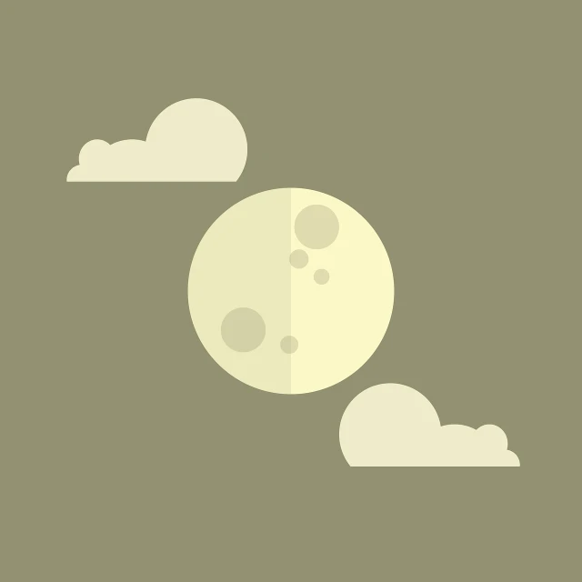 a picture of a full moon in the sky, a minimalist painting, art deco, flat icon, beige and dark atmosphere, partly cloudy, phosphorescent