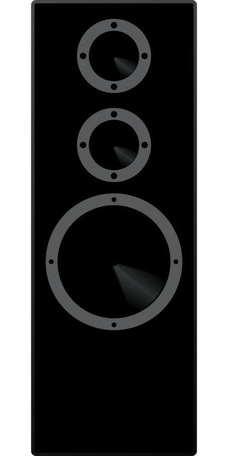 a pair of speakers sitting on top of each other, by Tadashi Nakayama, deviantart, minimalism, clockface, light circles, black backround. inkscape, straight camera view