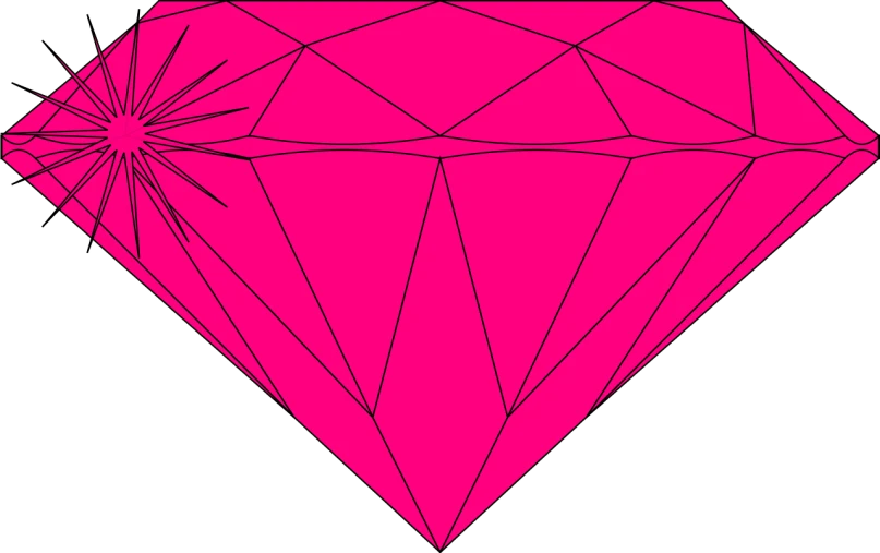 a pink diamond on a black background, vector art, inspired by Slava Raškaj, deviantart, bottom shot, (heart), in a mixed style of æon flux, white background : 3