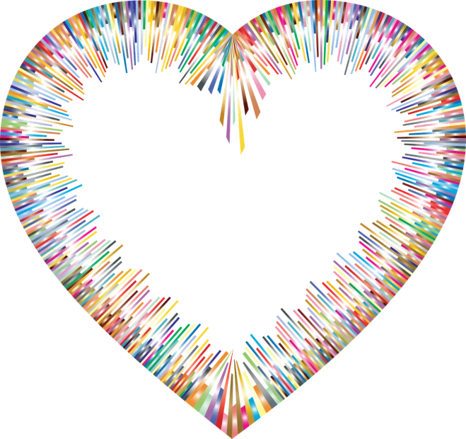 a heart made of colored pencils on a black background, a digital rendering, crayon art, !!! very coherent!!! vector art, glow sticks, full frame shot, summer of love