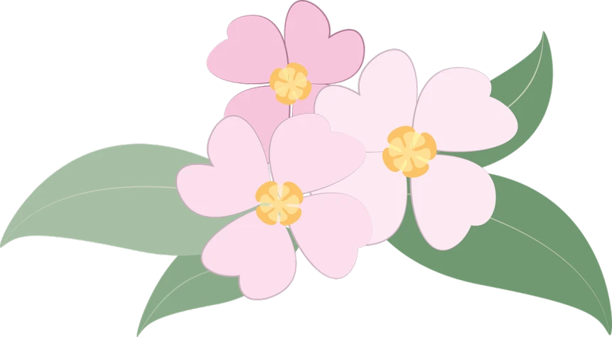 a bunch of pink flowers with green leaves, an illustration of, sōsaku hanga, the background is black, full color illustration, various posed, very simple