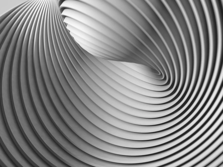 a black and white photo of a spiral design, an ambient occlusion render, inspired by Zha Shibiao, 4k vertical wallpaper, rendered in lumion, a close-up, aluminum