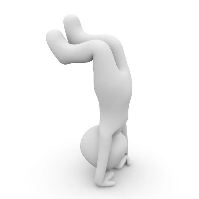 a person doing a handstand pose on a white surface, an ambient occlusion render, figuration libre, kneeling in prayer, fleshy figures, very accurate photo, 3 d image