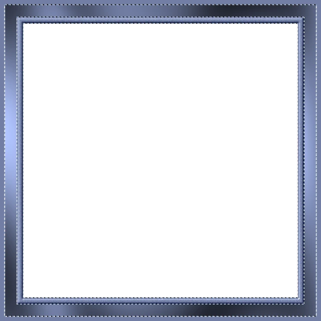 a blue picture frame on a black background, a digital rendering, digital art, silver and blue color schemes, squared border, metal border, black backround. inkscape