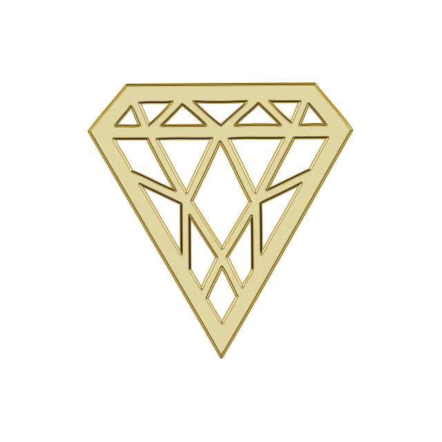 a gold diamond on a black background, inspired by Wilhelm Trübner, wooden jewerly, diamond plated superhero, tiffany style, lapel