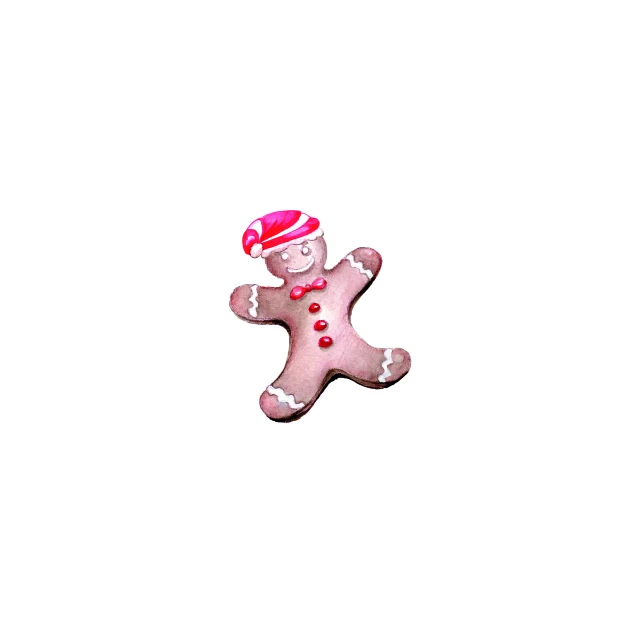 a close up of a gingerbread with a hat on, a pastel, figuration libre, 35 mm product photo”, bellybutton, cutout, pink iconic character