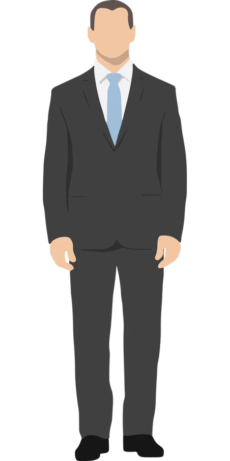 a man in a suit standing with his hands in his pockets, a cartoon, by Carey Morris, trending on pixabay, standing with a black background, tony soprano, with a business suit on, eyes). full body