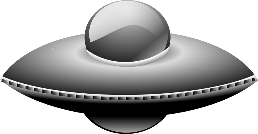 a black and white image of a flying saucer, vector art, by Dennis Ashbaugh, trending on pixabay, glossy sphere, gray anthropomorphic, alienware, pearl