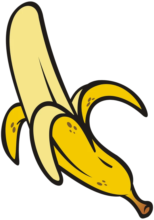a close up of a peeled banana on a black background, a cartoon, woodstock, adult, logo without text, bold line art