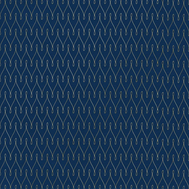 a pattern of wavy lines on a blue background, a digital rendering, inspired by Katsushika Ōi, arabesque, gold brocaded dark blue clothes, geometric wallpaper, peaks, collection