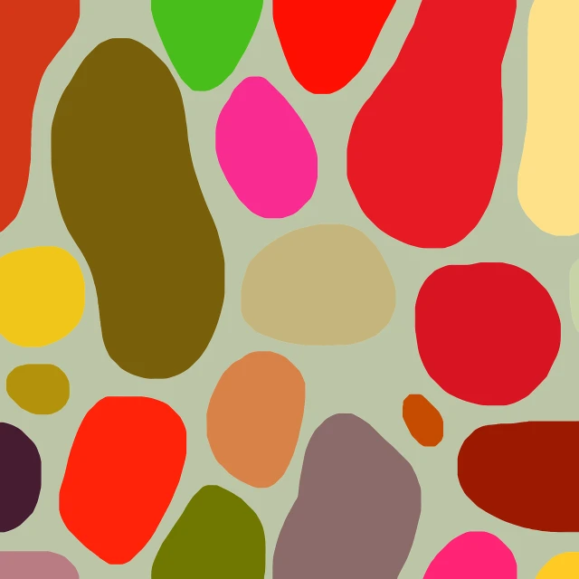 a bunch of different colored rocks on a gray background, a screenshot, inspired by James Brooks, color field, retro psychedelic illustration, green bright red, the cytoplasm”, spot illustration