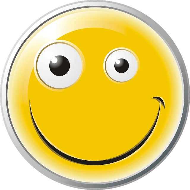 a smiley face with big eyes on a black background, vector art, by Dietmar Damerau, pixabay, dada, button eyes, shiny!!, happy friend, cane