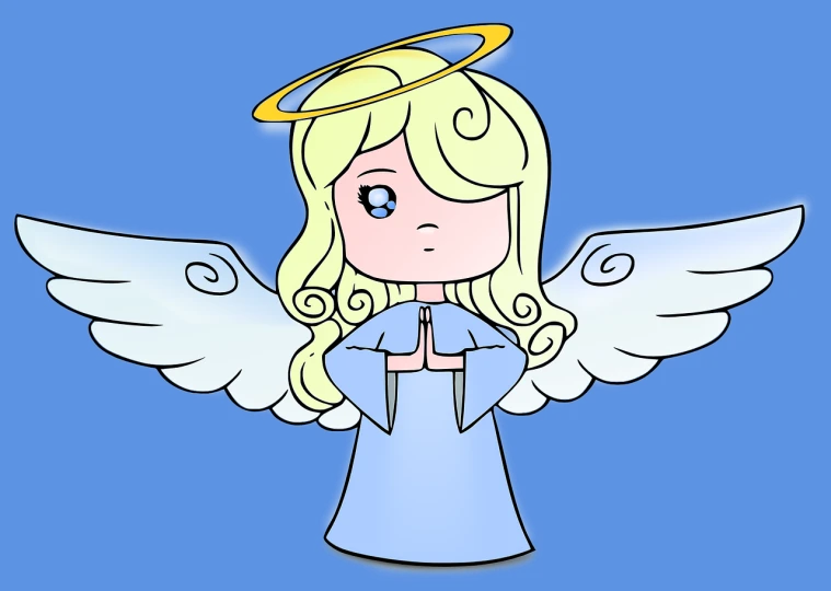 a cartoon angel with a halo on her head, inspired by Marie Angel, with blue eyes!!!!, elizabeth, ¯_(ツ)_/¯