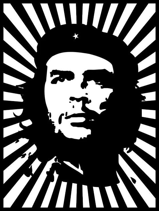 a black and white image of a man's face, vector art, pixabay, pop art, jayson tatum as che guevara, jesus alonso iglesias, cuban revolution, enlightenment