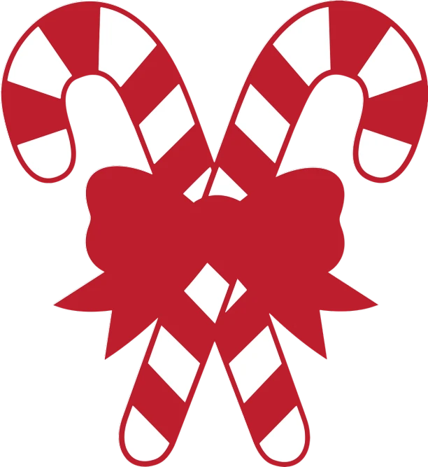 a red and white candy cane with a bow, a digital rendering, inspired by Masamitsu Ōta, sōsaku hanga, y2k design, black, full colored, symmetry!