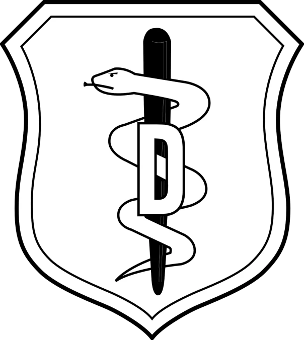 a pen and a snake on top of a shield, inspired by David G. Sorensen, medic, ( ( dithered ) ), # de 9 5 f 0, symbol