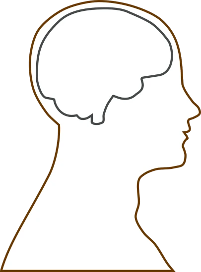 a silhouette of a man's head with a brain, by Andrei Kolkoutine, pixabay, profile portrait of a woman, white outline, long neck, full stature
