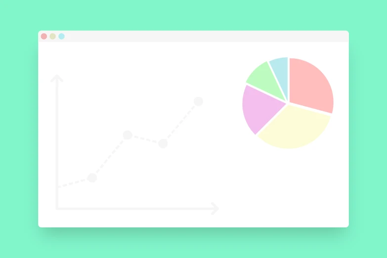 a computer screen with a pie chart on it, a screenshot, by Emma Andijewska, pastel color theme, banner, half image, whiteboards