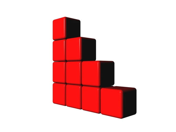 a stack of red cubes sitting on top of each other, a digital rendering, flickr, constructivism, steps, stock photo, wall corner, very accurate photo