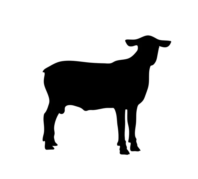 a black silhouette of a goat on a white background, trending on pixabay, human lamb hybrid, 2 0 5 6 x 2 0 5 6, 1 0 2 4 x 7 6 8, ram sheep robot