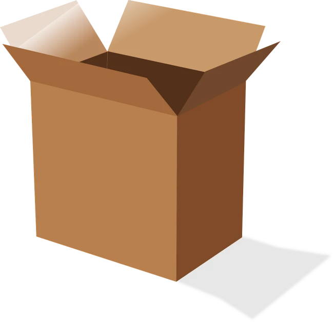 an open cardboard box on a black background, inspired by Masamitsu Ōta, pixabay, !!! very coherent!!! vector art, on a white background, a tall, rice