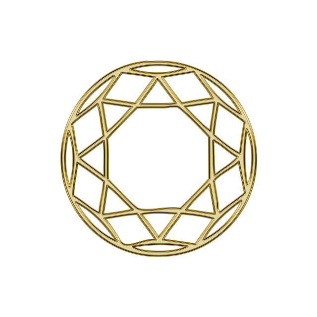 a close up of a circular object on a black background, a digital rendering, inspired by Buckminster Fuller, deviantart, art deco, golden ratio jewelry, golden frame, made of diamond, pentacle