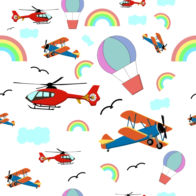 a bunch of airplanes that are flying in the sky, vector art, naive art, black!!!!! background, rainbow background, 7 0 - s, tech pattern