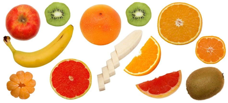 a variety of fruits including bananas, oranges and kiwi, bauhaus, photoshopped, cuts, bananas weapon, istockphoto