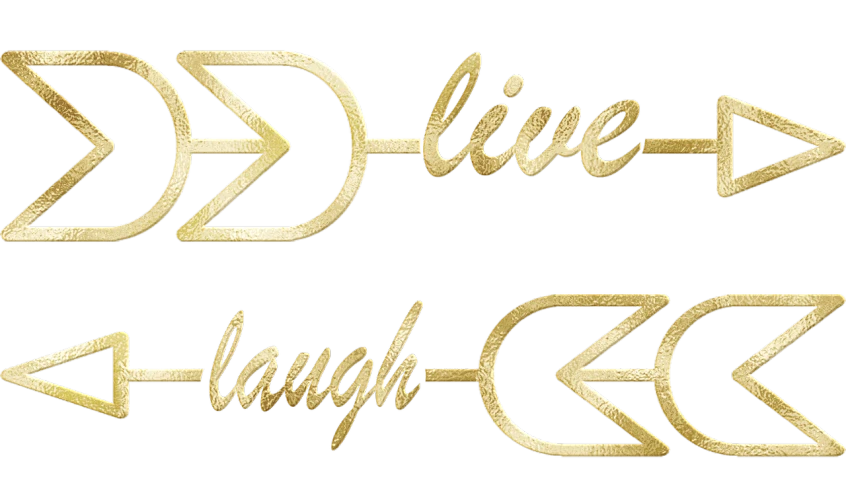 a couple of arrows that are next to each other, a picture, by Elaine Duillo, featured on pixabay, laugh, gold foil, live broadcast, trendy typography