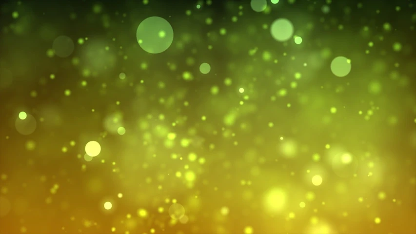 a close up of a green and yellow background, by Aleksander Gierymski, digital art, glittering stars scattered about, backscatter orbs, warm yellow lighting, gradient from green to black