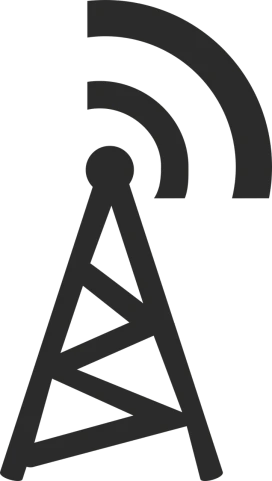 a radio tower with an antenna on top, a cartoon, happening, black theme, corporate phone app icon, wikimedia commons, petrol