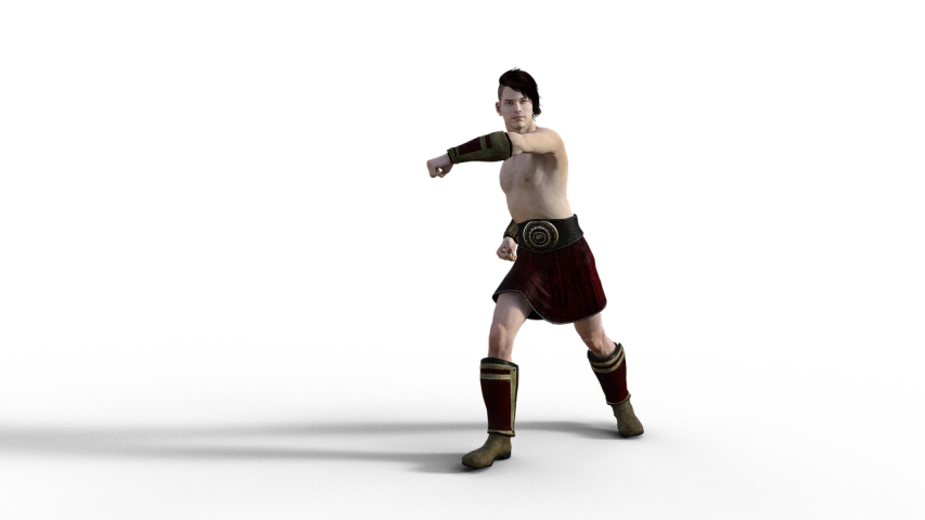 a man that is standing in the dark, inspired by Roman Bezpalkiv, reddit, in fighter poses, octante render, scottish, toga