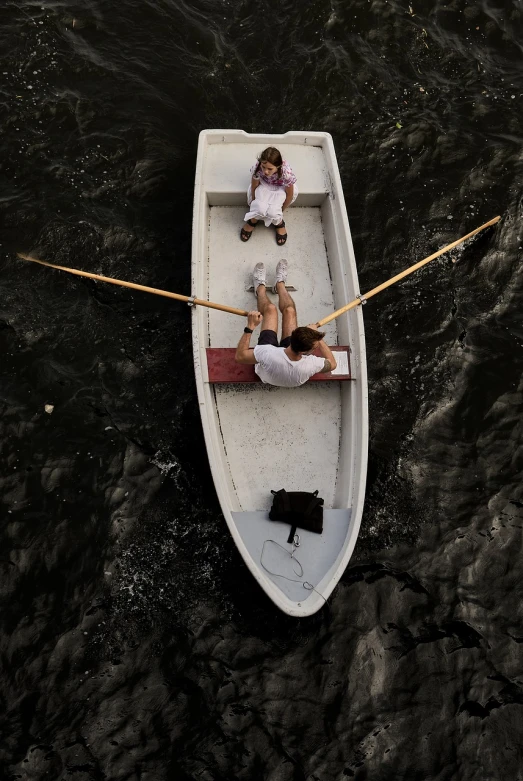 a couple of people that are in a boat, a portrait, by John Plumb, flickr, conceptual art, photograph from above, peter hurley, boston, romantic