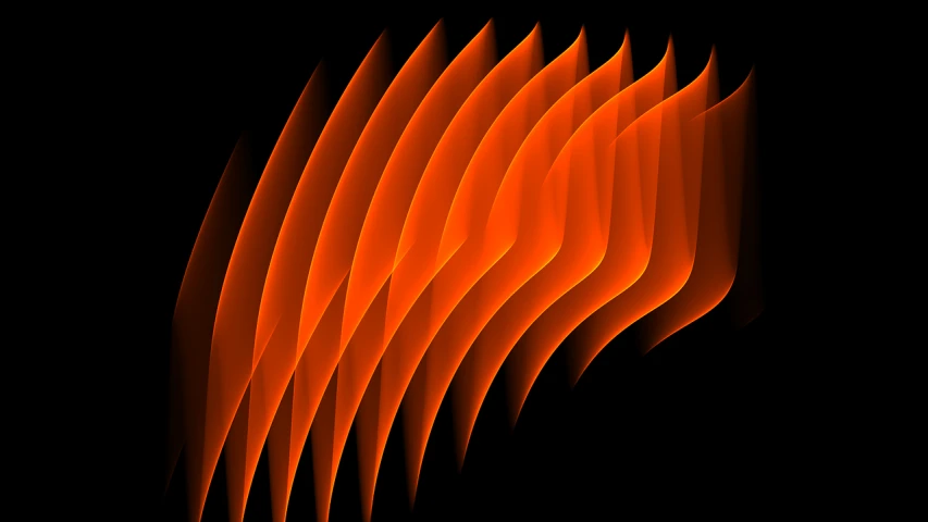 a close up of orange lines on a black background, digital art, by Jan Rustem, digital art, long flowing fins, arcs of flame, simple red background, no gradients