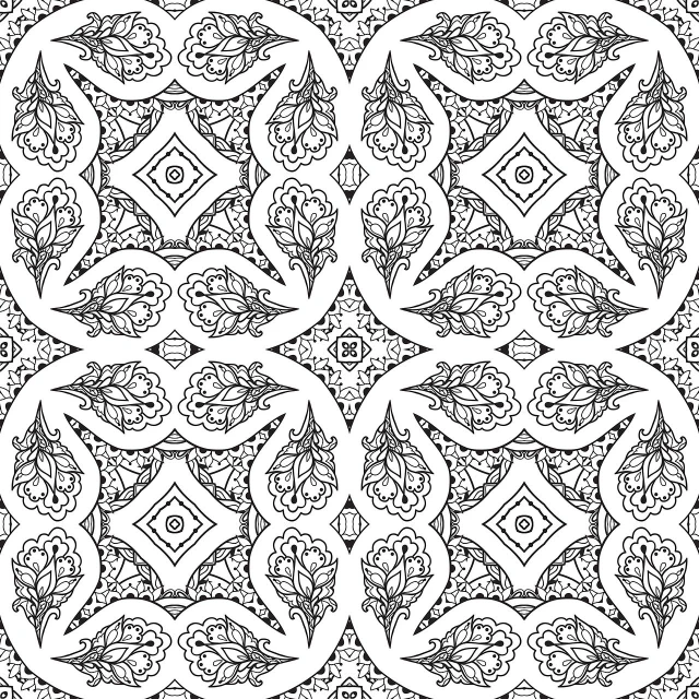 a black and white ornamental design, an abstract drawing, inspired by Eric de Kolb, trending on pixabay, paisley wallpaper, tiny ornate windows, dressed in white intricate lace, intricate a whole fantasy leaf