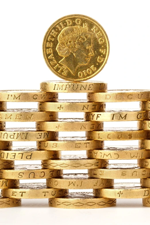 a stack of coins sitting on top of each other, by Richard Carline, fine art, gilt metal, stunning graphics, london, “the ultimate gigachad