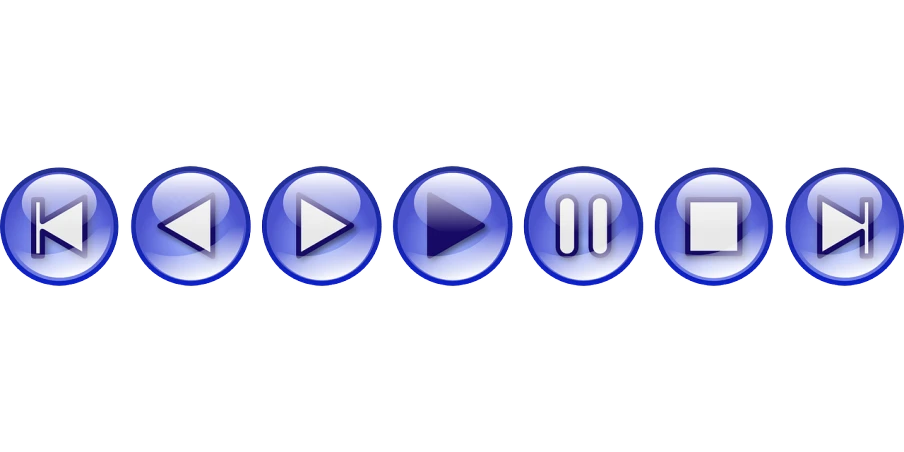 a bunch of buttons that are next to each other, a digital rendering, flickr, plays music, dark blue, translucent, entertaining