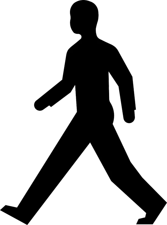 a black and white silhouette of a man walking, a cartoon, trending on pixabay, elongated figure, foot path, half figure front, color photo