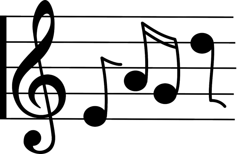 a black and white picture of music notes, an illustration of, trending on pixabay, clipart, three quater notes, - signature, singing for you