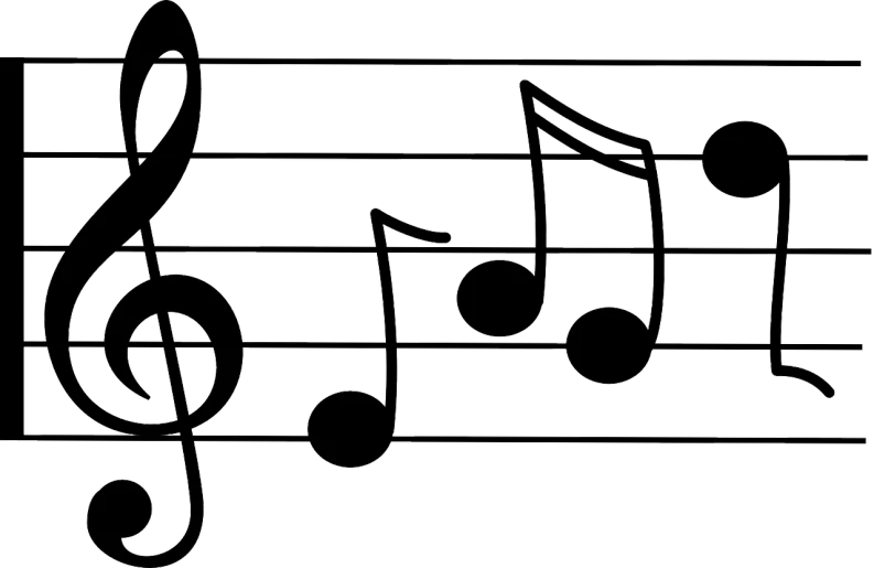 a black and white picture of music notes, an illustration of, trending on pixabay, clipart, three quater notes, - signature, singing for you