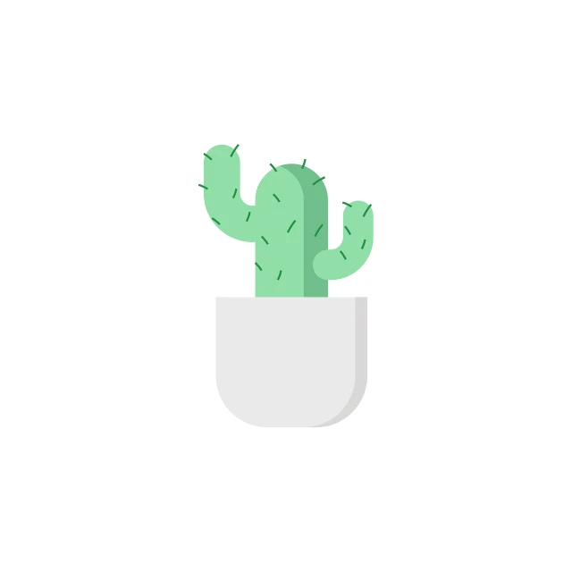 a cactus in a pot on a white background, an illustration of, by jeonseok lee, minimalism, flat icon, white body, flat anime style, hyper detail illustration