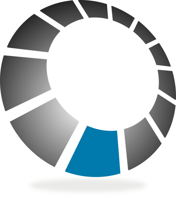 a black and blue circular logo on a black background, a computer rendering, by Leon Polk Smith, polycount, wikiart, sundial, round-cropped, tunnel