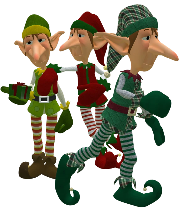 a group of elves standing next to each other, a raytraced image, inspired by Luigi Kasimir, flickr, el chavo, preston blair, closeup!!, the three moiras