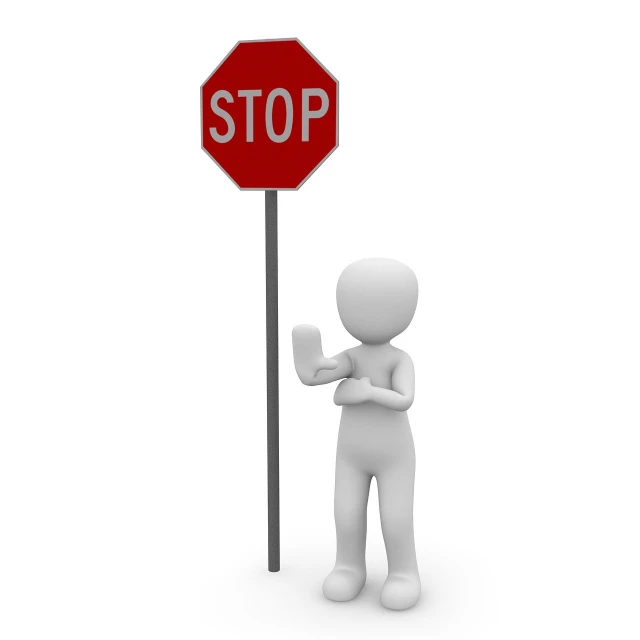 a person standing next to a stop sign, pixabay, realism, isolated on white background, c 4 d ”, arm, message