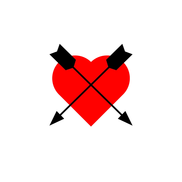 a red heart with two arrows sticking out of it, concept art, by Aleksander Kotsis, minimalism, black canary, axe, square enix, like bebop