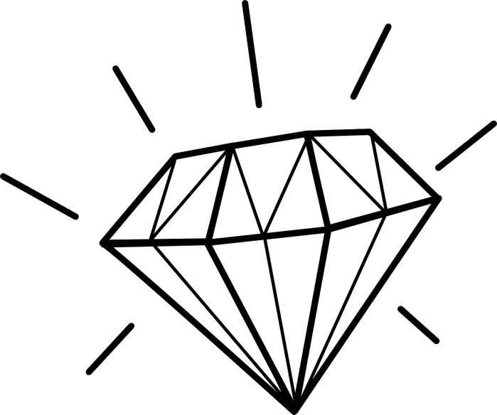 a black and white drawing of a diamond, a picture, pixabay, oh yeah, very bright, jewlery, stick