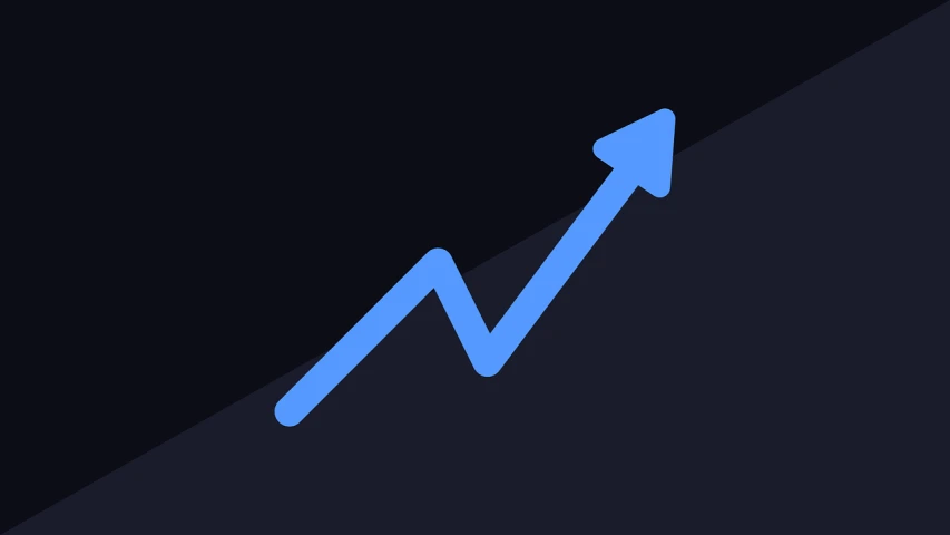 a blue arrow pointing upward on a black background, a diagram, trending on pexels, flat color, dating app icon, economic boom, above side view