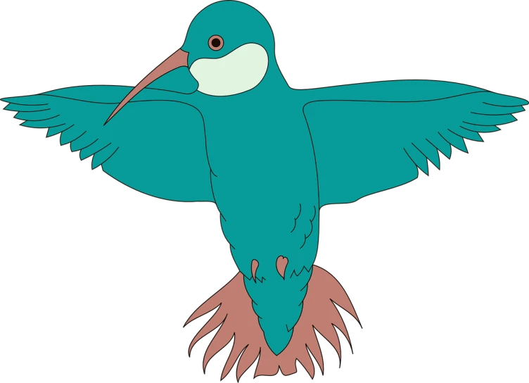 a bird that is flying in the air, an illustration of, pixabay, hurufiyya, cell shaded adult animation, dark teal, hummingbird, wikihow illustration
